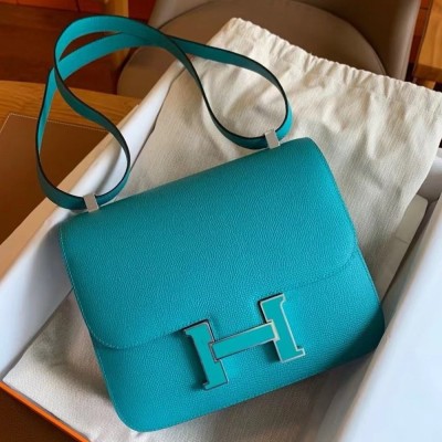 Hermes Constance Enamel 18 Handmade Bag In Blue Paon Epsom Calfskin TDBS26515