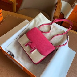 Hermes Constance Enamel 18 Handmade Bag In Rose Mexico Epsom Calfskin TDBS26516