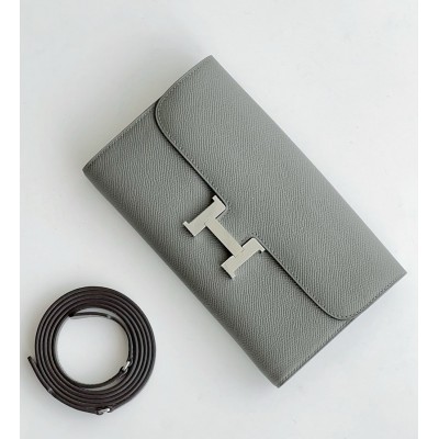 Hermes Constance To Go Wallet in Gris Meyer Epsom Calfskin  TDBS27739