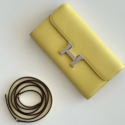 Hermes Constance To Go Wallet in Jaune Poussin Epsom Calfskin TDBS27740