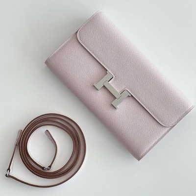 Hermes Constance To Go Wallet in Mauve Pale Epsom Calfskin TDBS27741