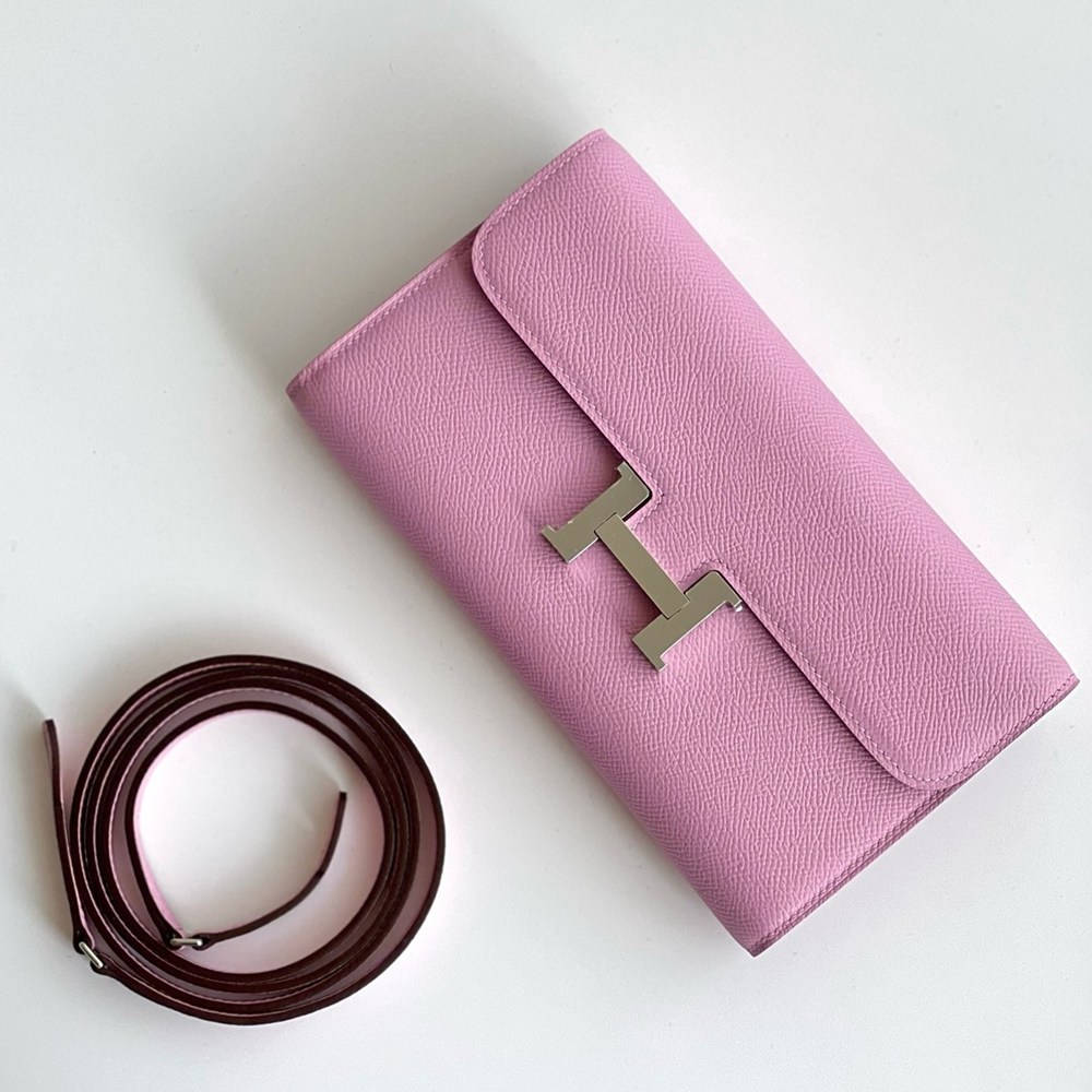 Hermes Constance To Go Wallet in Mauve Sylvestre Epsom Calfskin TDBS27742