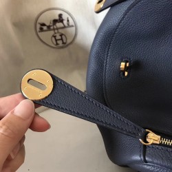 Hermes Dark Blue Lindy 26cm Clemence Handmade Bag TDBS27364