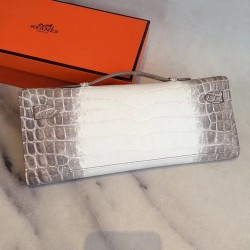 Hermes Diamond Kelly Cut Clutch In Himalaya Niloticus Crocodile Skin TDBS26841