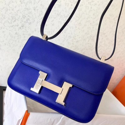 Hermes Epsom Constance 24cm Blue Electric Handmade Bag TDBS26520