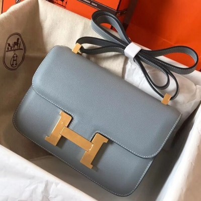 Hermes Epsom Constance 24cm Blue Lin Handmade Bag TDBS26522