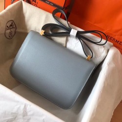 Hermes Epsom Constance 24cm Blue Lin Handmade Bag TDBS26522