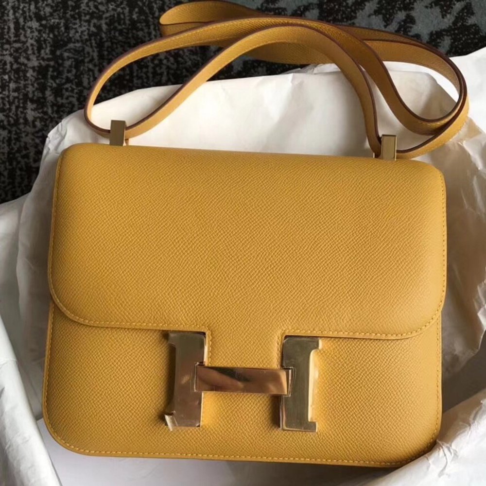 Hermes Epsom Constance 24cm Jaune Handmade Bag TDBS26525