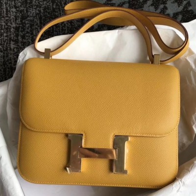 Hermes Epsom Constance 24cm Jaune Handmade Bag TDBS26525