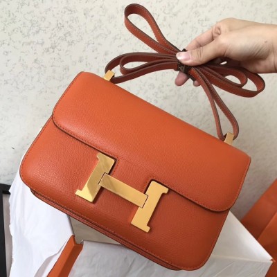 Hermes Epsom Constance 24cm Orange Handmade Bag TDBS26527