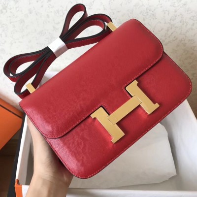 Hermes Epsom Constance 24cm Red Handmade Bag TDBS26528