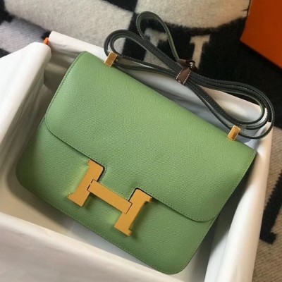 Hermes Epsom Constance 24cm Vert Criquet Handmade Bag TDBS26532