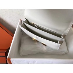 Hermes Epsom Constance 24cm White Handmade Bag TDBS26533