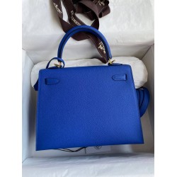 Hermes Epsom Kelly 25cm Sellier Handmade Blue France Bag TDBS26846