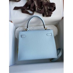 Hermes Epsom Kelly 25cm Sellier Handmade Celeste Bag TDBS26850