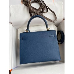 Hermes Epsom Kelly 25cm Sellier Handmade Deep Blue Bag TDBS26851