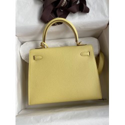 Hermes Epsom Kelly 25cm Sellier Handmade Jaune Poussin Bag TDBS26855