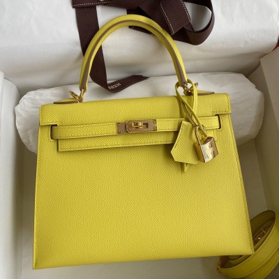 Hermes Epsom Kelly 25cm Sellier Handmade Lime Bag TDBS26856