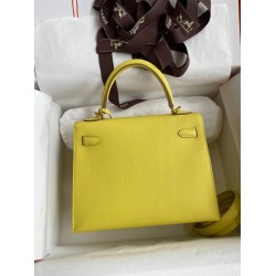 Hermes Epsom Kelly 25cm Sellier Handmade Lime Bag TDBS26856