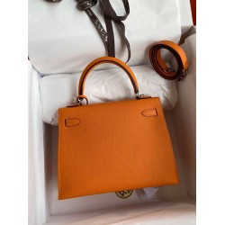 Hermes Epsom Kelly 25cm Sellier Handmade Orange Bag TDBS26857