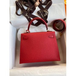 Hermes Epsom Kelly 25cm Sellier Handmade Red Bag TDBS26858