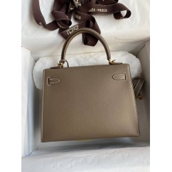 Hermes Epsom Kelly 25cm Sellier Handmade Taupe Bag TDBS26860