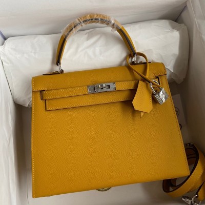 Hermes Epsom Kelly 25cm Sellier Handmade Yellow Bag TDBS26862