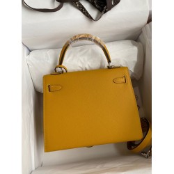 Hermes Epsom Kelly 25cm Sellier Handmade Yellow Bag TDBS26862