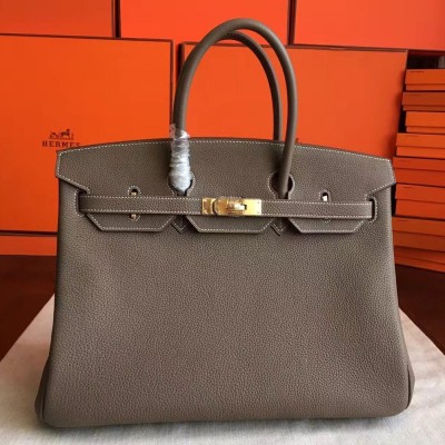 Hermes Etoupe Clemence Birkin 40cm Handmade Bag TDBS26229