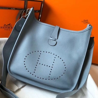 Hermes Evelyne III 29 Bag In Blue Lin Clemence Leather TDBS26635