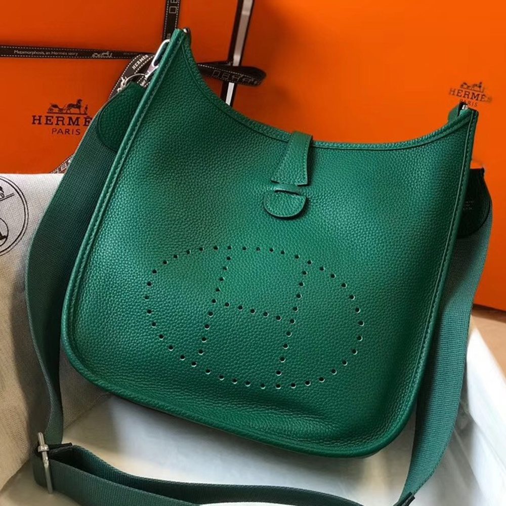 Hermes Evelyne III 29 Bag In Vert Vertigo Clemence Leather TDBS26649