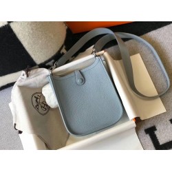 Hermes Evelyne III TPM Bag In Blue Lin Clemence Leather TDBS26652