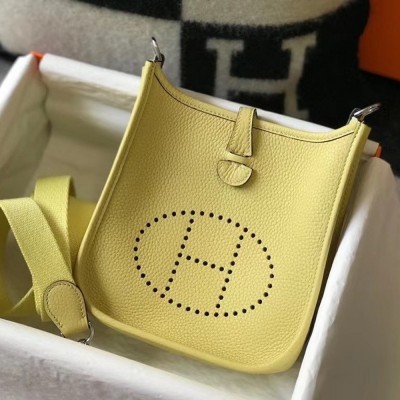 Hermes Evelyne III TPM Bag In Jaune Poussin Clemence Leather TDBS26655