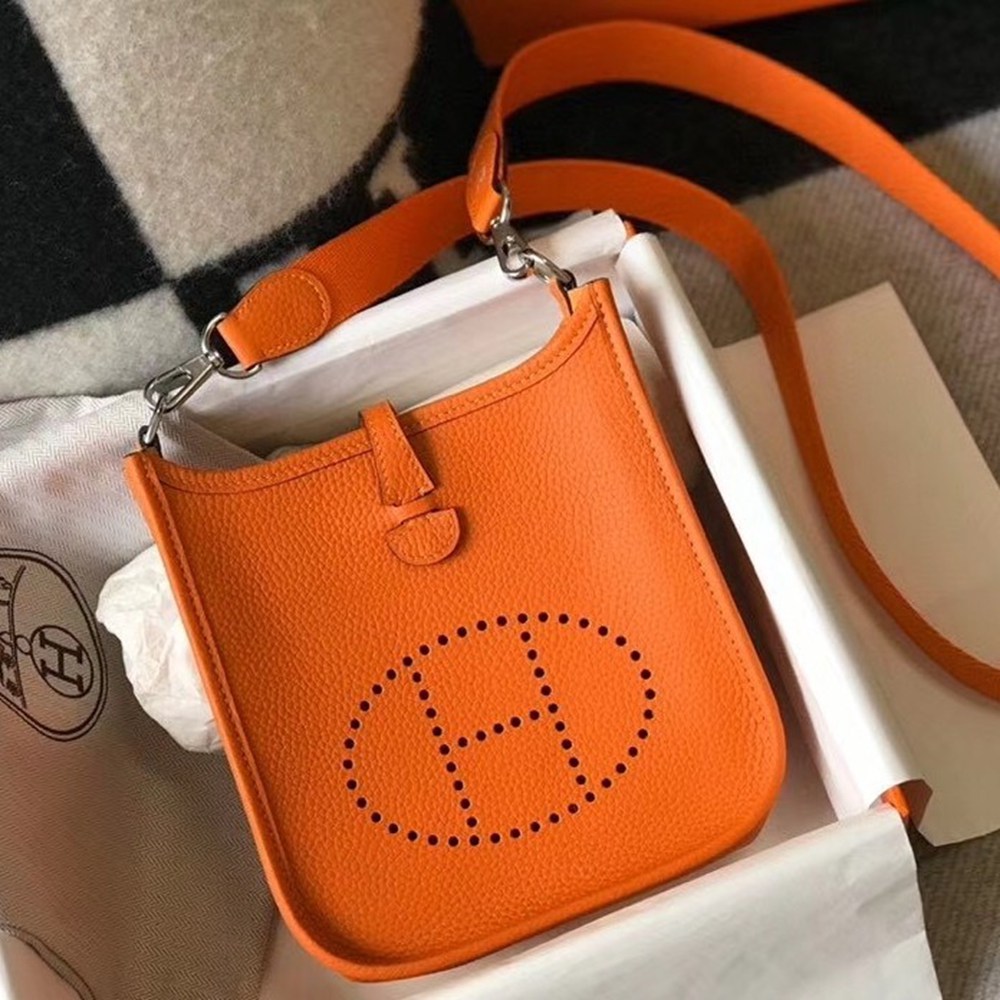 Hermes Evelyne III TPM Bag In Orange Clemence Leather TDBS26656