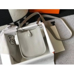 Hermes Evelyne III TPM Bag In Pearl Grey Clemence Leather TDBS26657