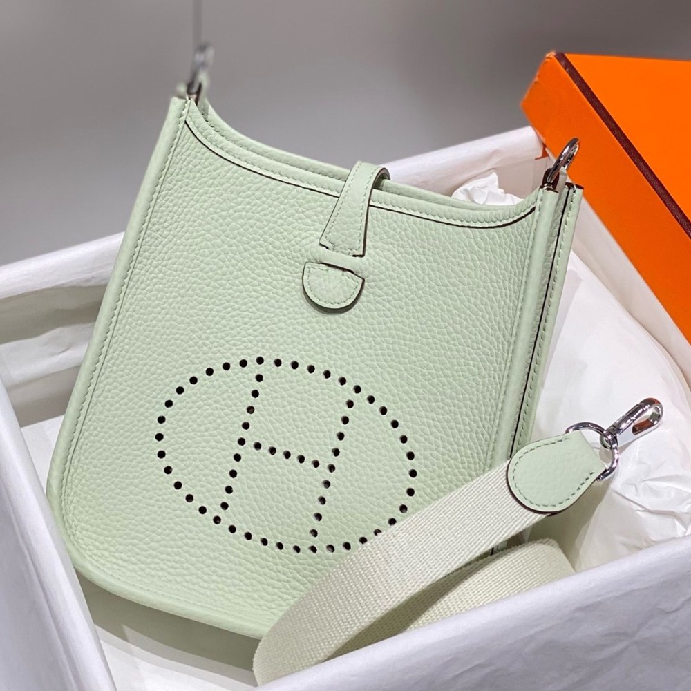 Hermes Evelyne III TPM Bag In Vert Fizz Clemence Leather TDBS26663