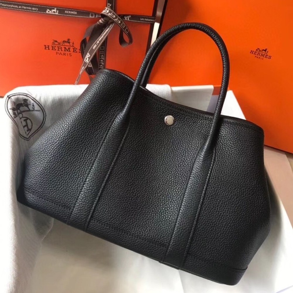 Hermes Garden Party 30 Bag In Black Clemence Leather TDBS26669