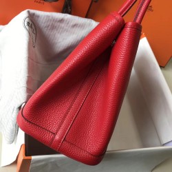 Hermes Garden Party 30 Bag In Red Clemence Leather TDBS26675