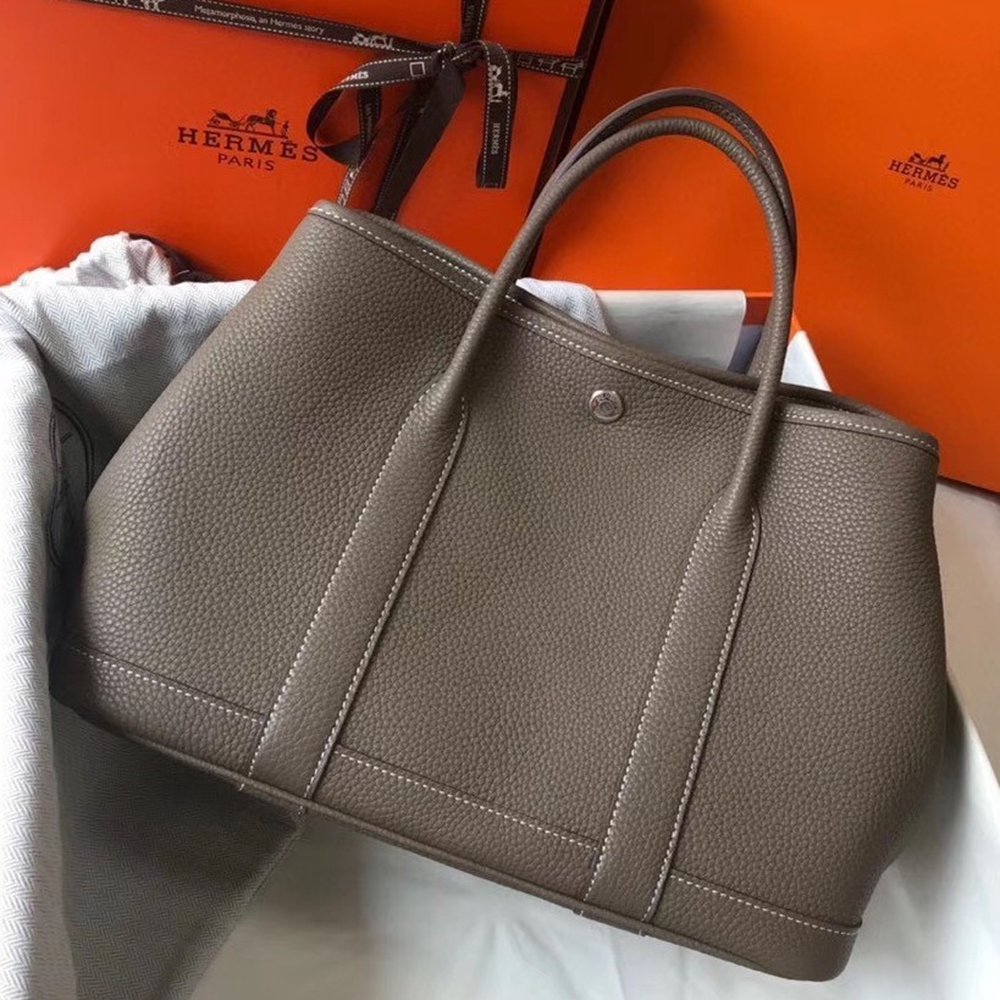 Hermes Garden Party 30 Bag In Taupe Clemence Leather TDBS26677