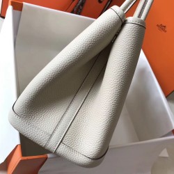 Hermes Garden Party 30 Bag In White Clemence Leather TDBS26679