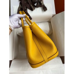 Hermes Garden Party 30 Handmade Bag in Jaune Ambre Clemence Leather TDBS26686