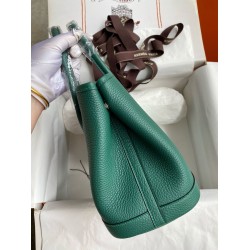 Hermes Garden Party 30 Handmade Bag in Malachite Clemence Leather TDBS26687