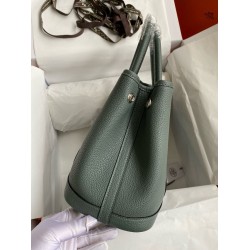 Hermes Garden Party 30 Handmade Bag in Vert Amande Clemence Leather TDBS26690