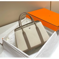 Hermes Garden Party 30cm Bag in Toile and Taupe Leather TDBS26693