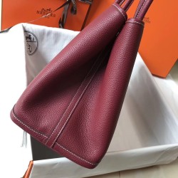 Hermes Garden Party 36 Bag In Bordeaux Clemence Leather TDBS26376