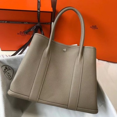 Hermes Garden Party 36 Bag In Grey Clemence Leather TDBS26697