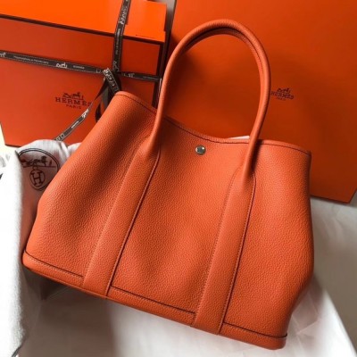 Hermes Garden Party 36 Bag In Orange Clemence Leather TDBS26698