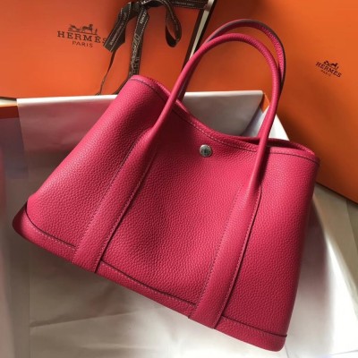 Hermes Garden Party 36 Bag In Rose Tyrien Clemence Leather TDBS26700