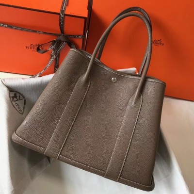 Hermes Garden Party 36 Bag In Taupe Clemence Leather TDBS26701