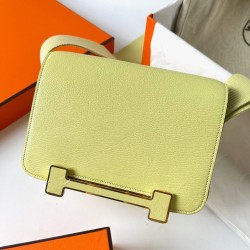 Hermes Geta Handmade Bag In Jaune Bourgeon Chevre Mysore Leather  TDBS26721